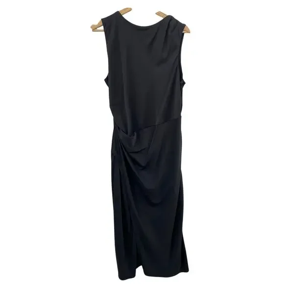 Abercrombie & Fitch black satin low back draped midi dress - Picture 3 of 8